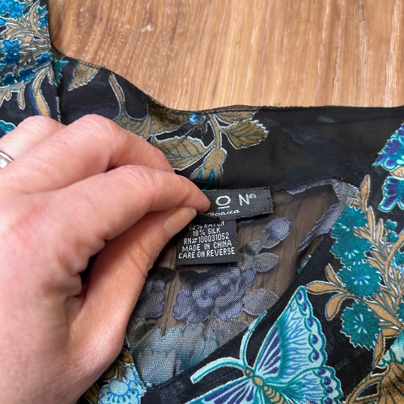 Citron vintage silk blend babydoll top size XS flare sleeves boho 90s Y2K goth - Picture 9 of 11